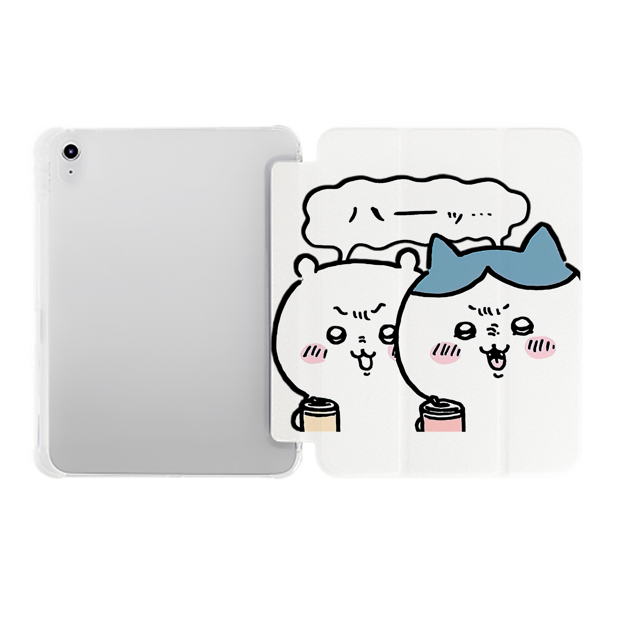 （画像用） ちいかわ ハチワレ Chii-kawa hachiware IPad ケース ペン収納付き 三つ折りスタンド PUレザー×シリコン 対応機種9.5/10.5/10.9インチ